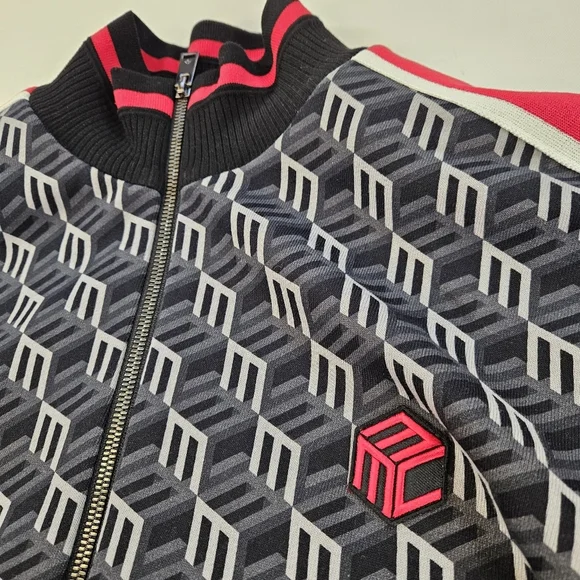 $650 MCM Women's Black Red Monogram MCM Logo Print Track Jacket Large - Picture 6 of 12
